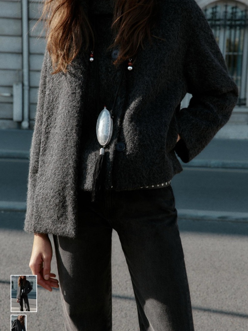 NWT Zara Short Coat With Boucle Scarf XS 6318